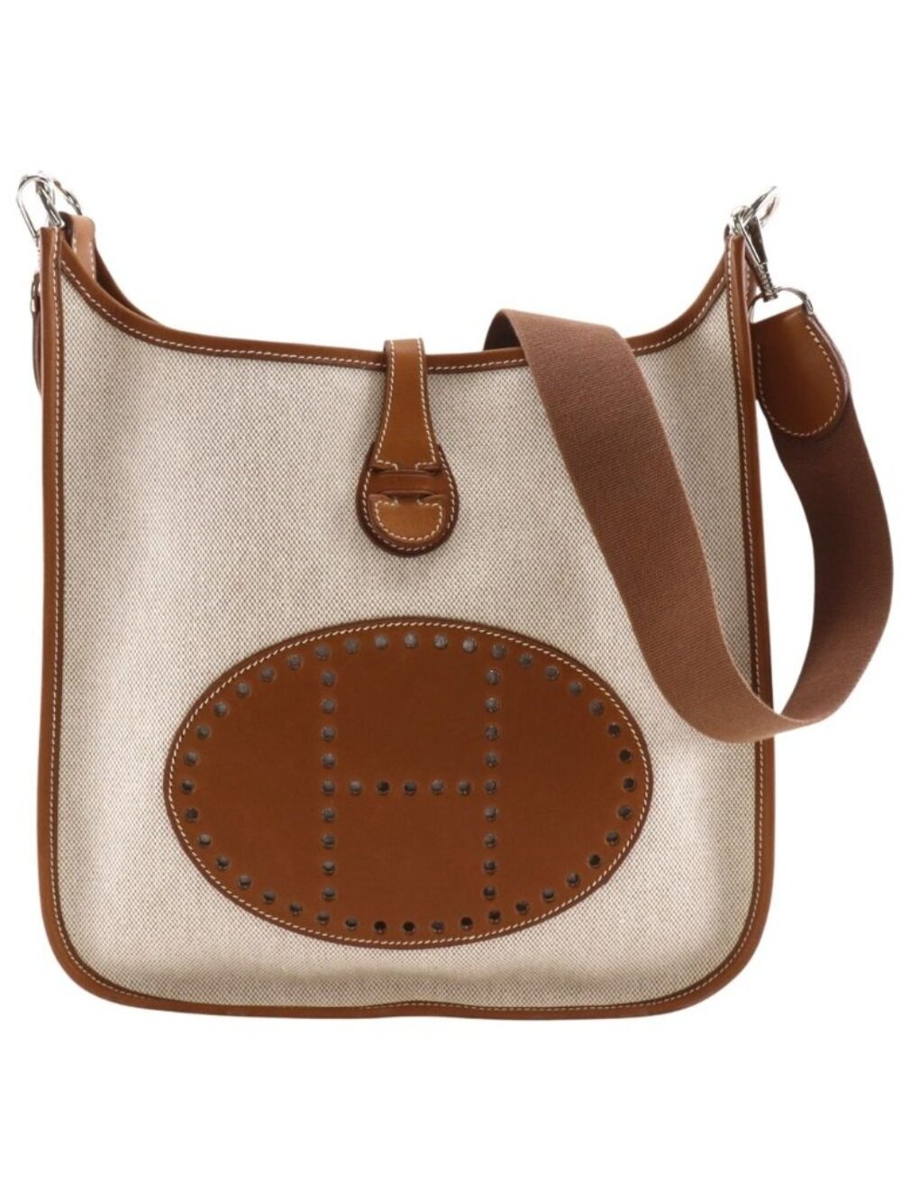 Hermes Evelyne 1 PM Toile H Brown Shoulder Bag